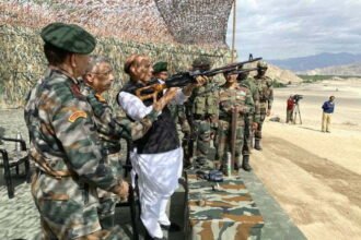 Defense Minister Rajnath Singh arrives in Ladakh