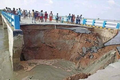 A bridge constructed at a cost of 264 crores was destroyed