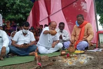 state Congress general secretary Jitendra Sahu did Bhoomipujan