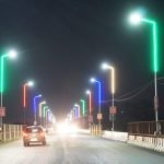 Colorful rope lights visible on the streets of Bhilai: the night lights become colorful