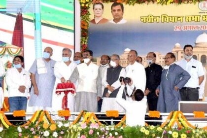 The foundation stone of the new assembly building in Chhattisgarh