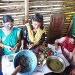 Women learned to make mosquito incense sticks with cow dung…. 3 groups of women took training