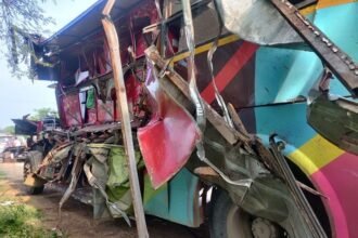 Bus and truck collision in the capital