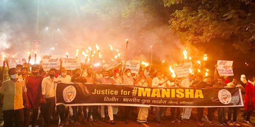 Youth Congress holds torch rally in protest of Hathras rape case…. Demand for justice for the victim's family