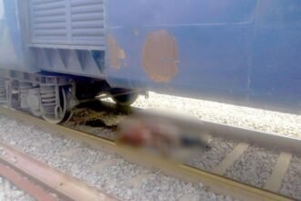 Breaking News: Middle aged lying in front of the train coming on