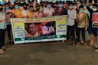 Boil on Hathras incident: NSUI takes out candle march