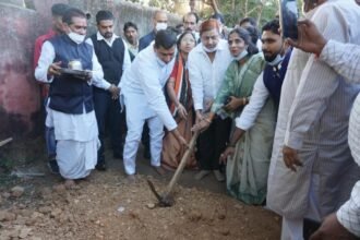 Minister in-charge performed Bhoomipujan in community building