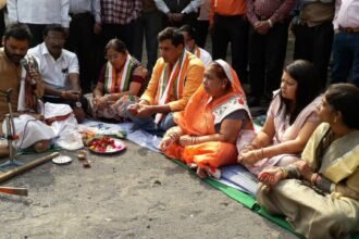 The last day of Mayor Devendra's tenure began with Bhoomipujan