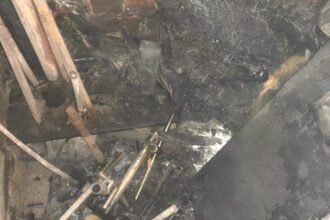 Fire in the house in this village situated at midnight potter