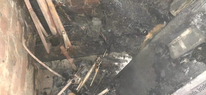 Fire in the house in this village situated at midnight potter