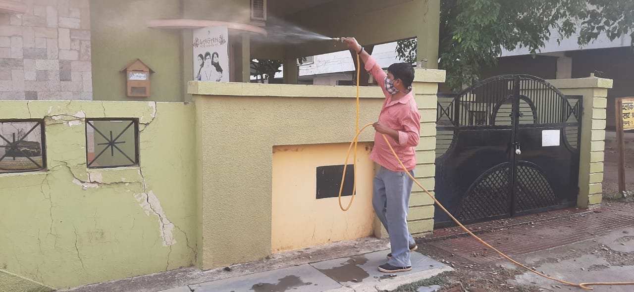 Constant sanitizing to prevent corona infection…. Daily sanitation is being done to houses, public areas and places of movement