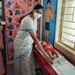 The secretary reached Kopedih Anganwadi center, took the weight of the child herself