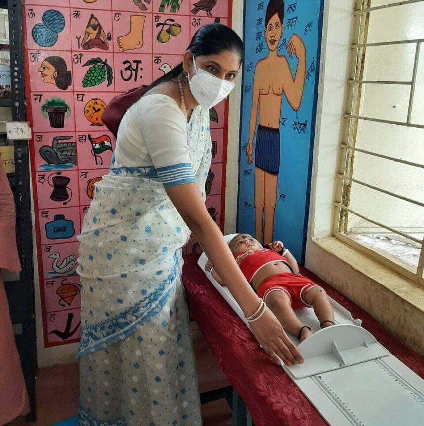 The secretary reached Kopedih Anganwadi center, took the weight of the child herself