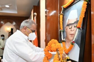 Chief Minister Bhupesh Baghel, who attended the birth anniversary celebrations