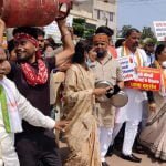 Block level demonstration of District Congress Committee Bhilai against rising prices