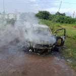 Big news: car caught fire, car occupant burnt alive