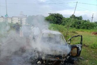 Big news: car caught fire, car occupant burnt alive