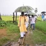 Food Minister Amarjit Bhagat reached among the elephant affected by walking on