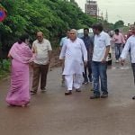 Seeing the potholes on the main market and roads, MLA Vora got furious