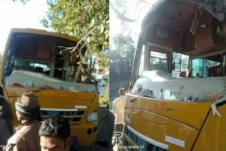 पेड़ से टकराई स्कूल बस, एक बच्ची की मौत पांच घायल, दुर्घटना के बाद मची चीख पुकार