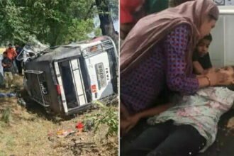 बच्चों को स्कूल लाते वक्त वाहन पलटा, 18 बच्चे घायल, ड्राइवर की मौत