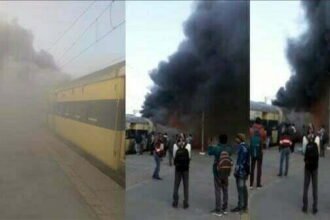 मेरठ के दौराला स्टेशन पर सहारनपुर-दिल्ली पैसेंजर ट्रेन में लगी आग, दो कोच जले