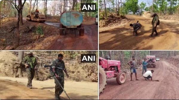 बलरामपुर के भुतही मोड़ में सड़क निर्माण करवाने के लिए 250 सुरक्षाकर्मी तैनात, नक्सली हमले की आशंका