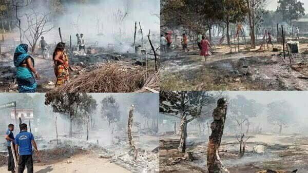 चूल्हे की चिंगारी ने छीना आशियाना, आंखों के सामने अपने घर जलते देखते रहे बेबस मजदूर