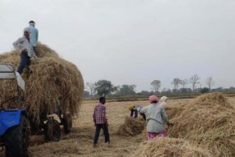 जिले में पहली बार रबी फसल लेने के बाद किसानों द्वारा किया गया पैरादान