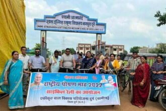 साइकिल चलाकर दिया पोषण जागरूकता का संदेश, राज्य के पोषण तालिका में दुर्ग जिला तीसरे स्थान पर