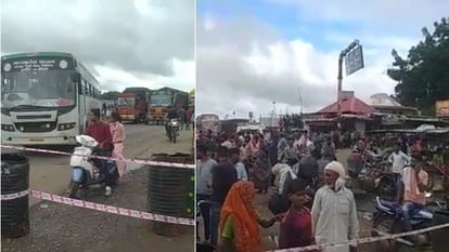 यातायात रोकने से लगी कतार