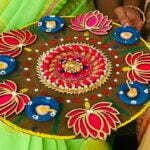 गोबर से बनी हुई फ्यूजऩ दीप रंगोली से रौशन करें घर