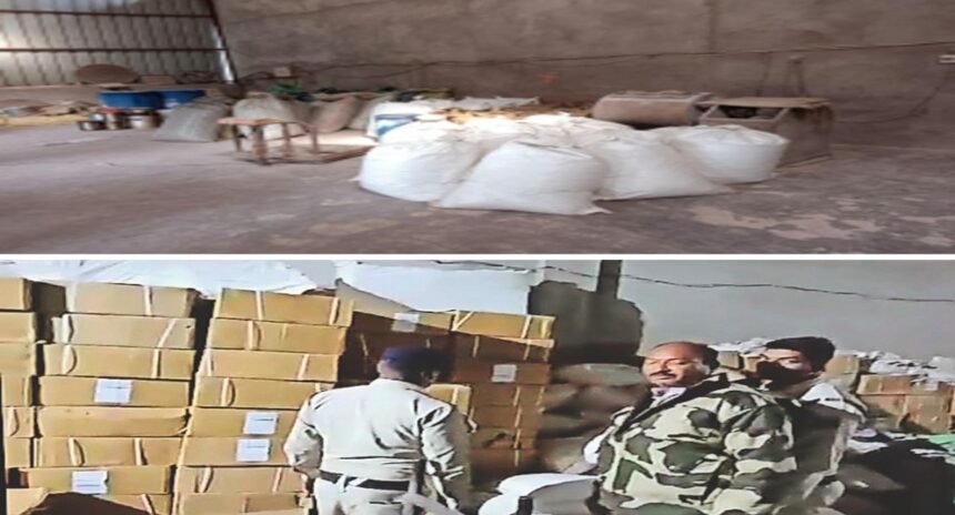 गुटखा बनाने की अवैध फैक्ट्री का भंडाफोड़, पुलिस ने छापा माराकर 82 लाख का सामान किया जब्त, हिरासत में मैनेजर