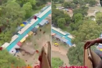 कांवरियों पर हेलीकॉप्टर से बरसाए गए फूल, आसमान में ये नजारा देख झूम उठे शिवभक्त