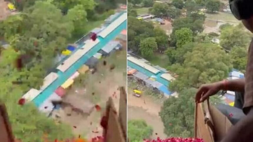 कांवरियों पर हेलीकॉप्टर से बरसाए गए फूल, आसमान में ये नजारा देख झूम उठे शिवभक्त