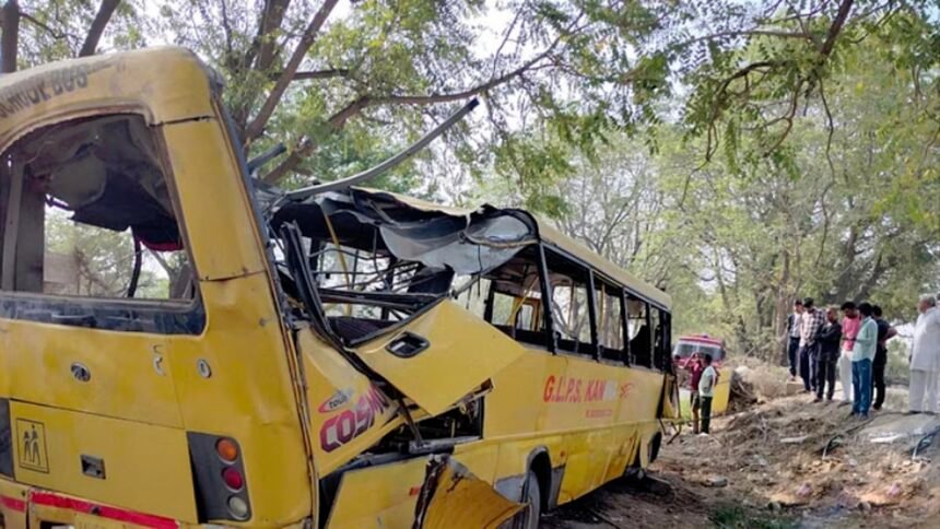 ईद के दिन बड़ा हादसा: महेन्द्रगढ़ में स्कूल बस पलटी, दुर्घटना में छह बच्चों की मौत, 15 घायल
