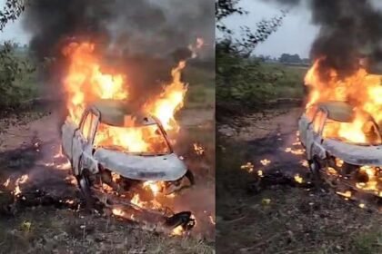 दर्दनाक हादसा, पुलिया से टकराकर पलटी कार, आग लगने से मासूम समेत पांच लोग जिंदा जले