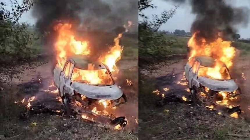 दर्दनाक हादसा, पुलिया से टकराकर पलटी कार, आग लगने से मासूम समेत पांच लोग जिंदा जले