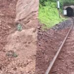 जीपीएम में भारी बारिश की वजह पहाड़ से मलबा रेलवे ट्रैक पर गिरा, रेल सेवा रही प्रभावित