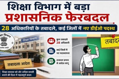 शिक्षा विभाग में बड़ा प्रशासनिक फेरबदल : 28 अधिकारियों के तबादले, कई जिलों में नए डीईओ पदस्थ