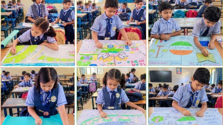 सेवा संकल्प अभियान में चित्रकला एवं पोस्टर प्रतियोगिता के माध्यम से बच्चों ने दिया राष्ट्र निर्माण का संदेश
